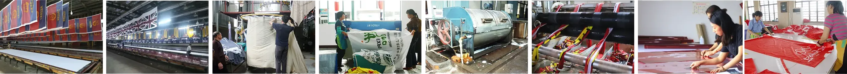 WOLFLAG custom flag silkscreen printing, washing and sewing production line